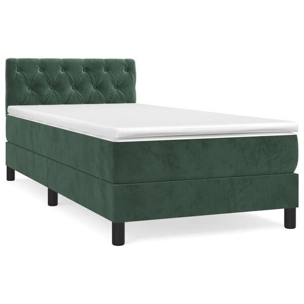 vidaXL Boxspringbett mit Matratze Dunkelgr&uuml;n 80x200 cm Samt