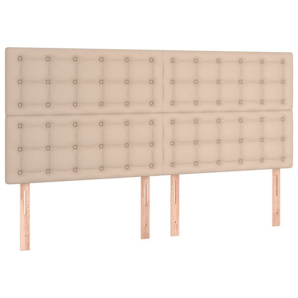 vidaXL LED Kopfteil Cappuccino-Braun 160x5x118/128cm Kunstleder