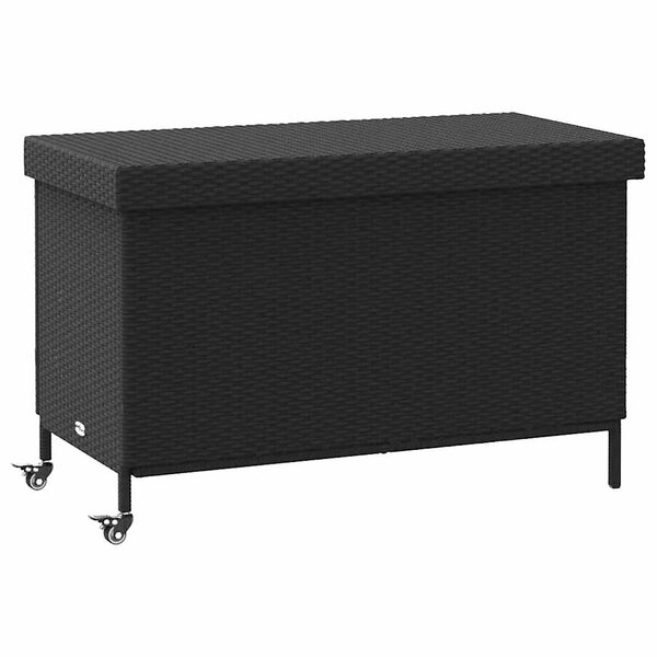vidaXL Gartentruhe mit Rollen Schwarz 110x55x73 cm Poly Rattan