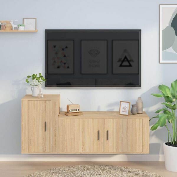vidaXL 2-tlg. TV-Schrank-Set Sonoma-Eiche Holzwerkstoff