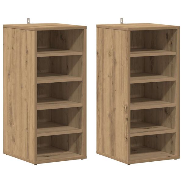 vidaXL Schuhschr&auml;nke 2 Stk. Artisan-Eiche 32x35x70 cm Holzwerkstoff