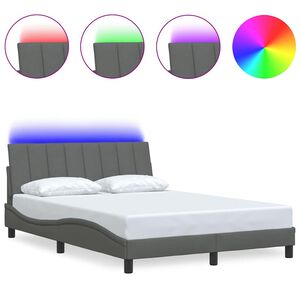 vidaXL Bettgestell ohne Matratze "Hanko" Dunkelgrau 140x190 cm Stoff