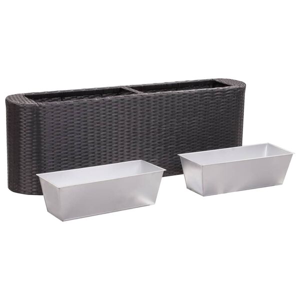 vidaXL Garten-Hochbeet 120&times;24&times;40 cm Poly Rattan Schwarz