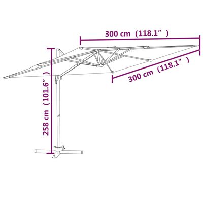 vidaXL Ampelschirm mit Aluminium-Mast Terrakotta 300x300 cm