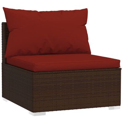 vidaXL 12-tlg. Garten-Lounge-Set mit Kissen Poly Rattan Braun