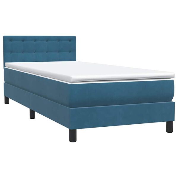 vidaXL Boxspringbett mit Matratze Dunkelblau 90x220 cm Samt