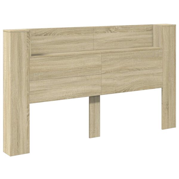 vidaXL Kopfteil-Schrank mit LED mit Regal Sonoma 180 x 16,5 x 103,5 cm