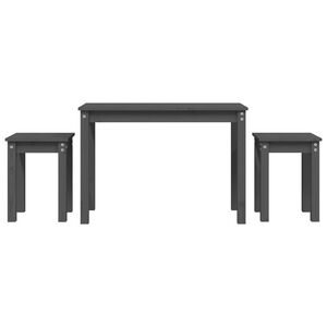 vidaXL Satztische 3 Stk. Grau Massivholz Kiefer