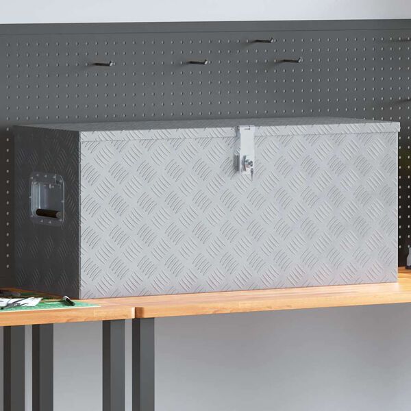 vidaXL Aluminiumkiste 90,5×35×40 cm Silbern