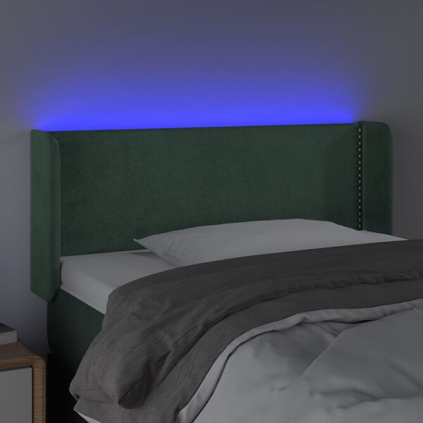 vidaXL LED Kopfteil Dunkelgr&uuml;n 103x16x78/88 cm Samt