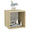 vidaXL TV-Schrank Wei&szlig; und Sonoma-Eiche 37x35x37 cm Holzwerkstoff