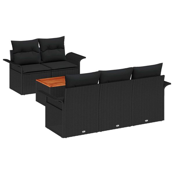 vidaXL Gartensofa-set mit Kissen 6 pcs Schwarz Poly-Rattan