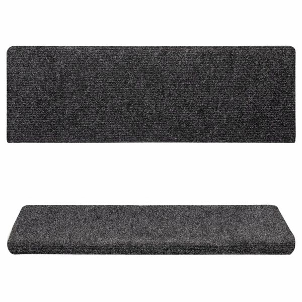 vidaXL Stufenmatten Selbstklebend 15 Stk. 65x21x4 cm Dunkelgrau Rechteckiger Rand