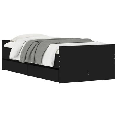 vidaXL Bett mit Schubladen Schwarz 75x190 cm