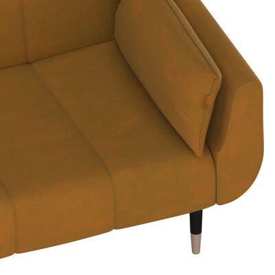 vidaXL Schlafsofa 2-Sitzer mit 2 Kissen Braun Samt