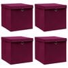 vidaXL Aufbewahrungsboxen mit Deckeln 4Stk. Dunkelrot 32x32x32cm Stoff