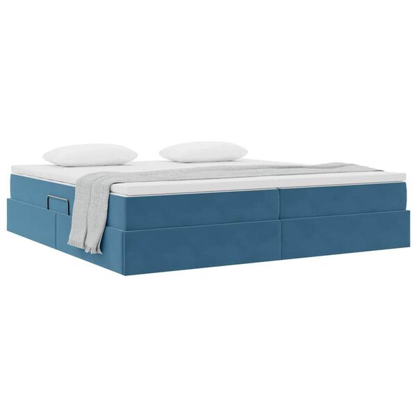 vidaXL Aufbewahrungsbett mit Matratze Dunkelblau 200 x 200 cm Samt