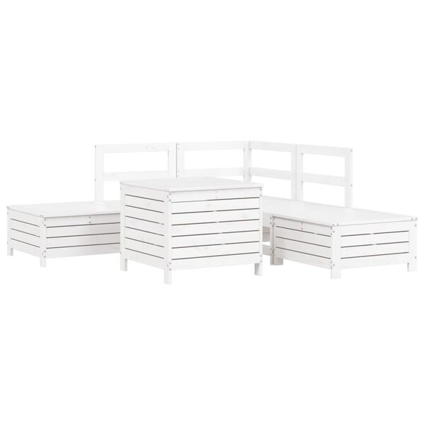 vidaXL 6-tlg. Garten-Sofagarnitur Wei&szlig; Massivholz Kiefer