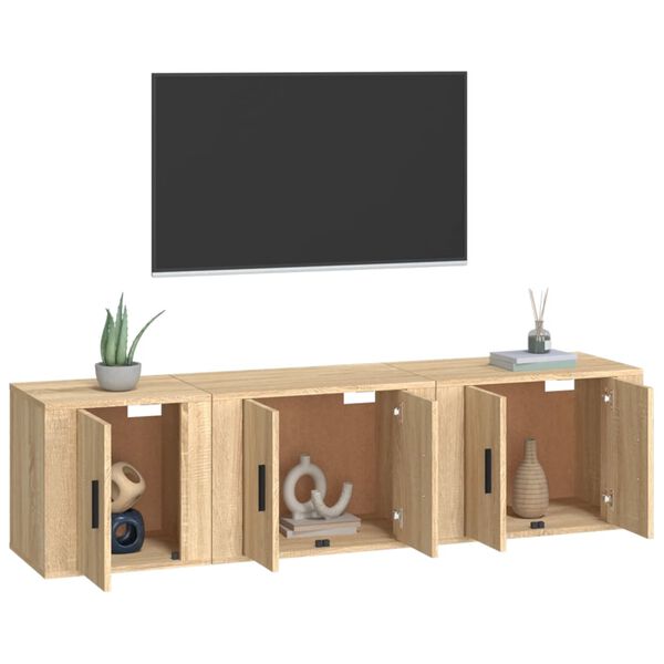 vidaXL 3-tlg. TV-Schrank-Set Sonoma-Eiche Holzwerkstoff