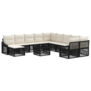 vidaXL Gartensofa-set 12 stk. Schwarz Poly-Rattan