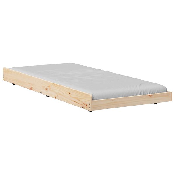 vidaXL Bettrahmen Natur 75 x 190 cm Massives Kiefernholz