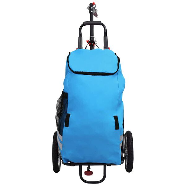 vidaXL Fahrradanh&auml;nger mit Einkaufstrolley Klappbar Blau und Schwarz