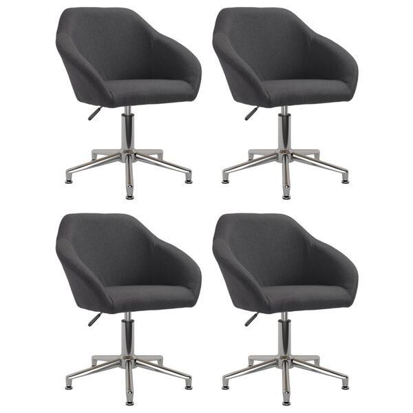 vidaXL Esszimmerst&uuml;hle 4 Stk. Drehbar Dunkelgrau Stoff