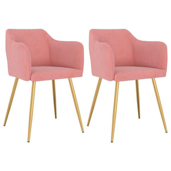 vidaXL Esszimmerst&uuml;hle 2 Stk. Rosa Samt