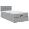 vidaXL Ottomane Bett mit Matratze & LEDs Hellgrau 90x200 cm Stoff