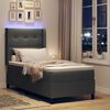 vidaXL LED Boxspringbett mit Matratze Hellgrau 80 x 200 cm Stoff