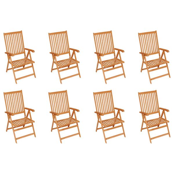 vidaXL Verstellbare Gartenst&uuml;hle mit Auflagen 8 Stk. Massivholz Teak