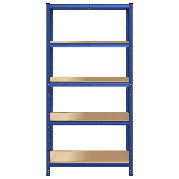 vidaXL Lagerregal mit 5 B&ouml;den Blau Stahl & Holzwerkstoff