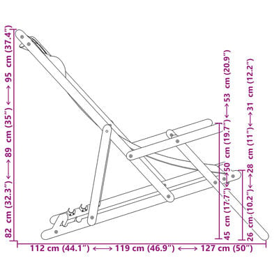 vidaXL Strandstuhl Klappbar Beige Massivholz Eukalyptus und Stoff