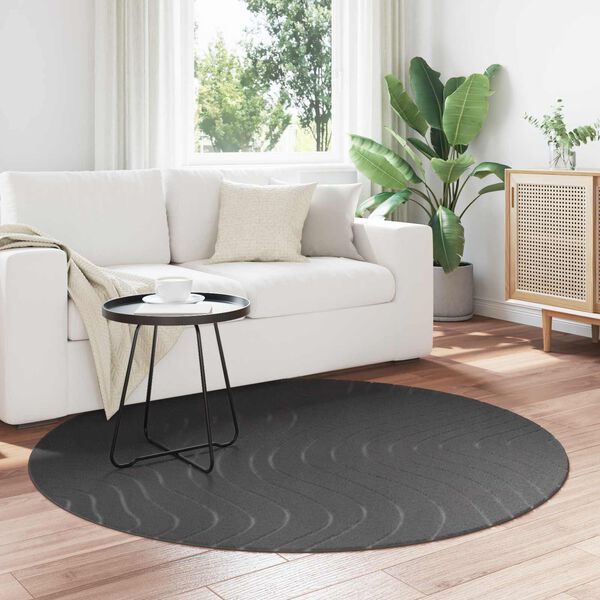 vidaXL Bereichsteppiche Rund PALMERAS Anthrazit &Oslash; 200 CM Polyester