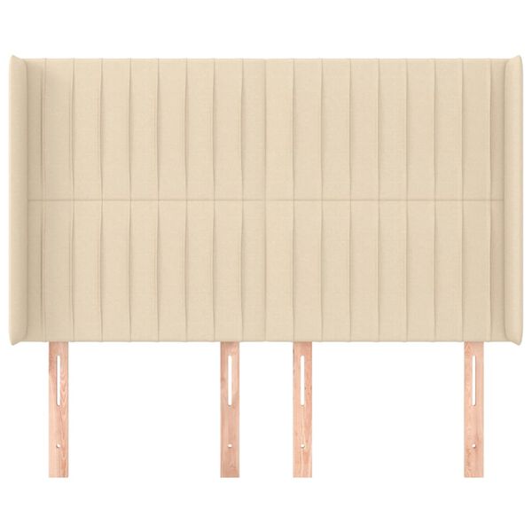 vidaXL Kopfteil mit Ohren Creme 147x16x118/128 cm Stoff