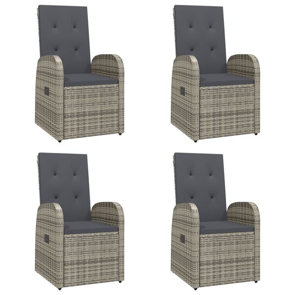 vidaXL 5-tlg. Garten-Essgruppe mit Kissen Grau Poly Rattan