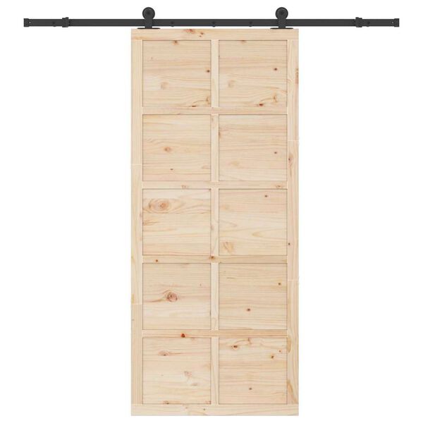 vidaXL Schiebet&uuml;r Braun 90 x 208 cm Massives Kiefernholz