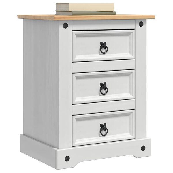 vidaXL Nachttisch Wei&szlig; 53 x 39 x 66 cm Massives Kiefernholz