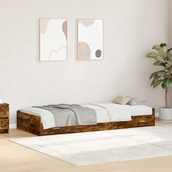 vidaXL Bettrahmen Ger&auml;ucherte Eiche 80 x 200 cm Holzwerkstoff