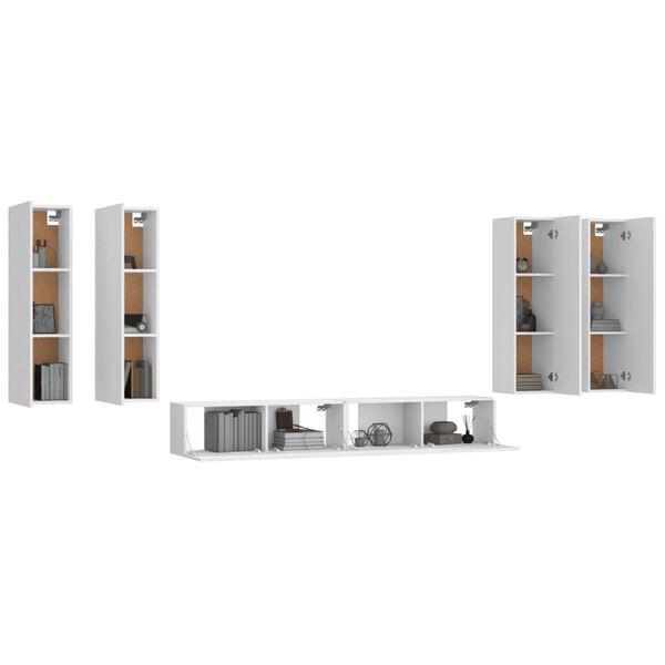 vidaXL 6-tlg. TV-Schrank-Set Wei&szlig; Holzwerkstoff
