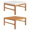 vidaXL Fu&szlig;hocker mit Creme Kissen Massivholz Teak