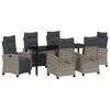 vidaXL Garten Essgruppe mit Kissen 7 pcs Grau Poly-Rattan