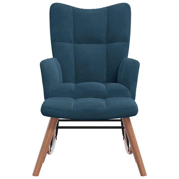 vidaXL Schaukelstuhl mit Hocker Blauer Samt