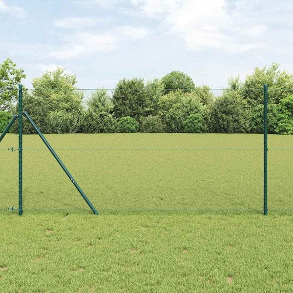 vidaXL Zaunpfosten Grün 50 x 1,2 m (13 mm Gitter) Stahl und PVC