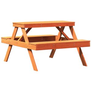 vidaXL Picknicktisch Wachsbraun 105x134x75 cm Massivholz Kiefer