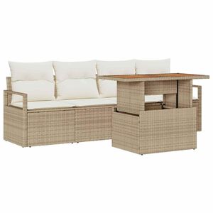 vidaXL Garten-Sofa-Set 5 Stk. 4-Sitzanzahl Beige und Creme