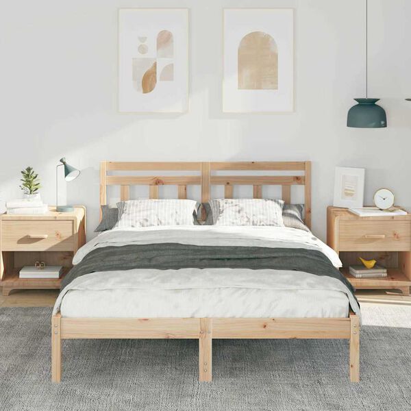 vidaXL Bettrahmen Braun 120 x 200 cm Massives Kiefernholz