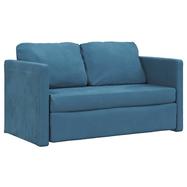 vidaXL Bodensofa mit Schlaffunktion Blau 122x204x55 cm Samt