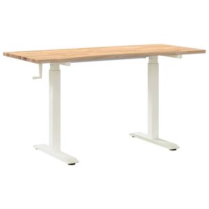 vidaXL Schreibtisch Wei&szlig; und Natur 140 x 60 cm Massivholz Eiche