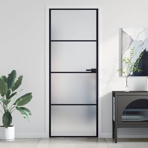 vidaXL Innent&uuml;r Schlank Schwarz 76x201,5 cm Hartglas und Aluminium